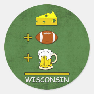 Sticker Rond Fromage et football et bière est Wisconsin Funny