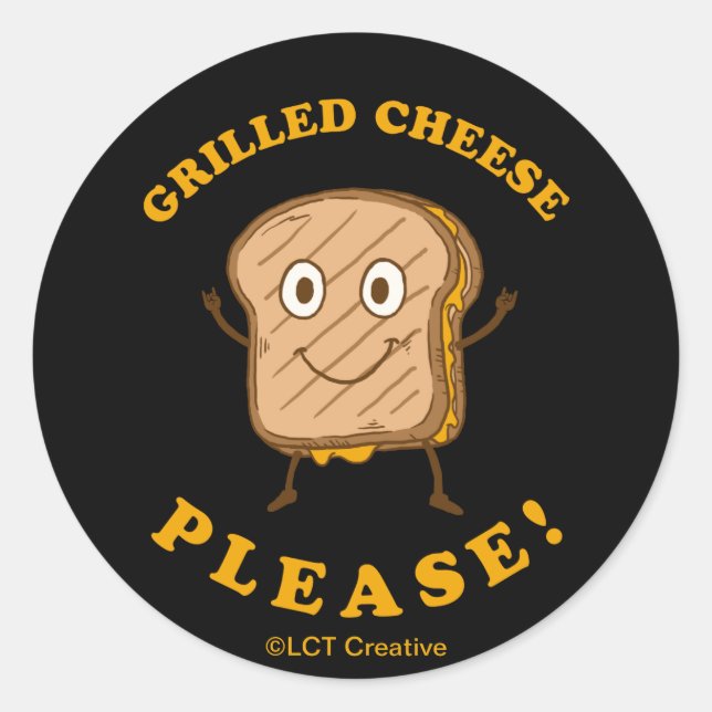 Sticker Rond Fromage Grillé S'il vous plaît (Devant)