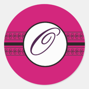 Sticker Rond Frontières Mariages Monogrammes Rasberry Profond