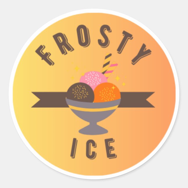 Sticker Rond Frosty Ice – Logo de sundae de glace rétro (Devant)