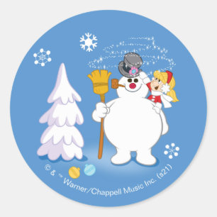Sticker Rond Frosty the Snowman™   Frosty & Karen Winter Fun