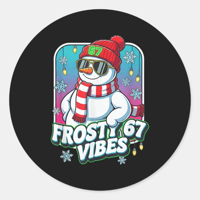 Sticker Rond Frosty Vibes 67 Snowman Christmas  (Devant)
