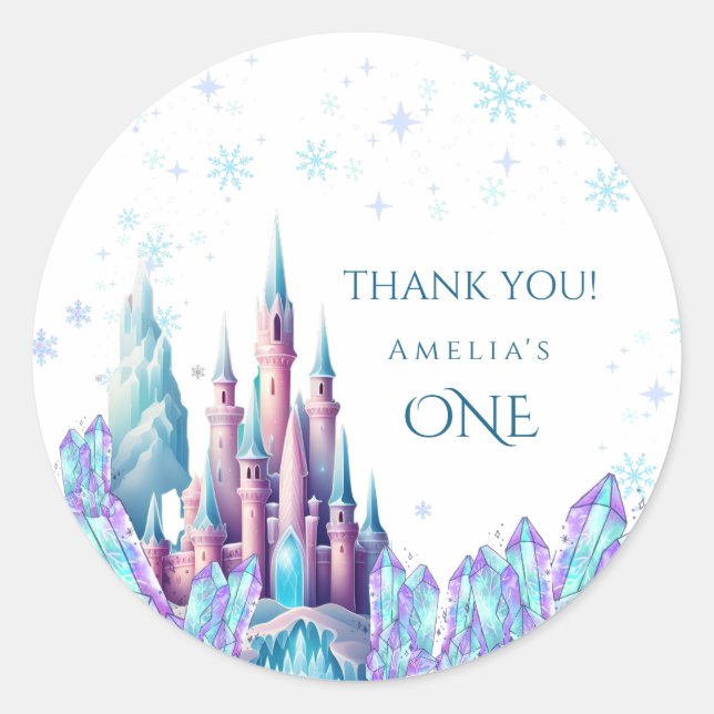 Sticker Rond Frozen 1st Birthday Cartoon Castle First Birthday  (Devant)