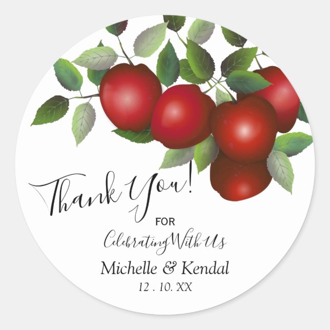 Sticker Rond Fruit aux pommes rouges | MERCI (Devant)