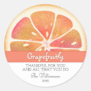 Sticker Rond Fruit d'agrumes de pamplemousse   MERCI