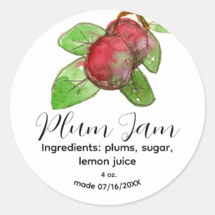 Sticker Rond Fruit De Confiture De Plum Canne De Cuisine De Éti