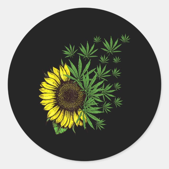 Sticker Rond Fruit de mauvaises herbes Tournesol femmes T fumeu (Devant)