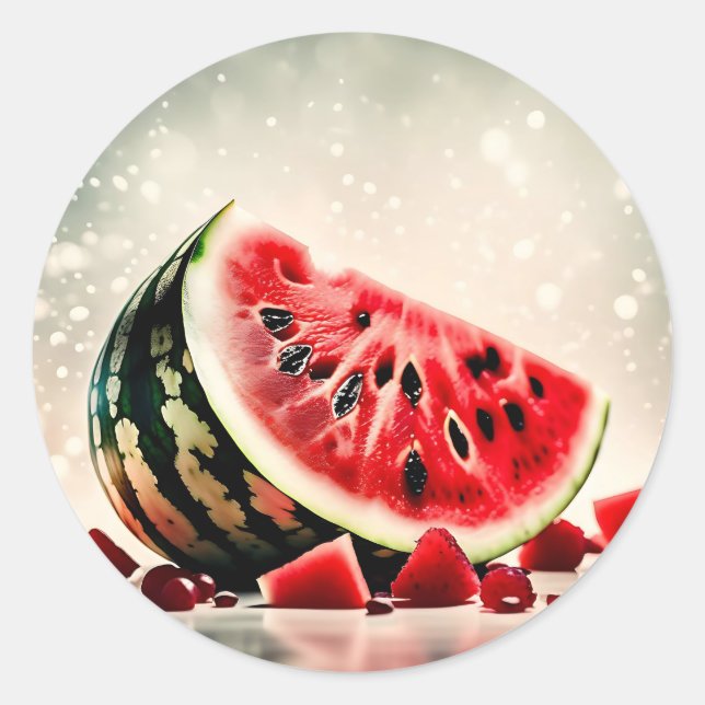 Sticker Rond Fruit de pastèque tropicale (Devant)