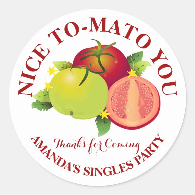 Sticker Rond Fruit de tomate amusant (Devant)