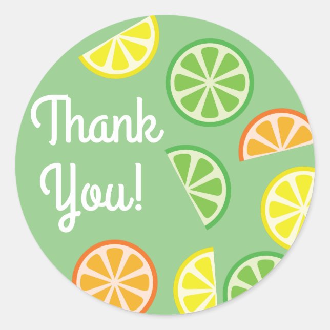 Sticker Rond Fruit de tranche d'agrumes 1er anniversaire Merci (Devant)