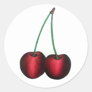 Sticker Rond Fruit Fruit de pierre d'été aux cerises rouges mûr