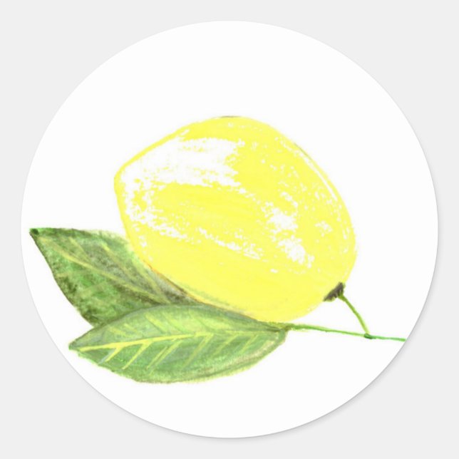 Sticker Rond Fruit jaune citron Aquarelle Citrus été (Devant)