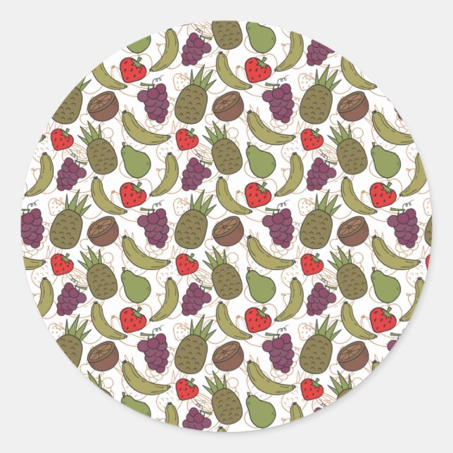Sticker Rond Fruit motif transparent | motif de surface de frui (Devant)