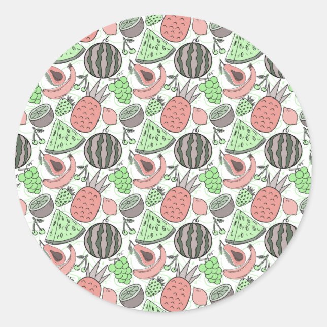 Sticker Rond Fruit motif transparent | motif de surface de frui (Devant)