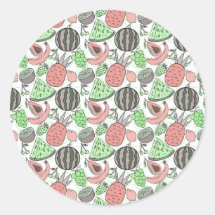 Sticker Rond Fruit motif transparent   motif de surface de frui