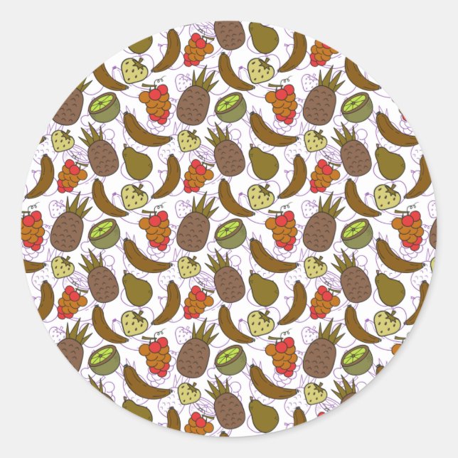 Sticker Rond Fruit motif transparent | motif de surface de frui (Devant)