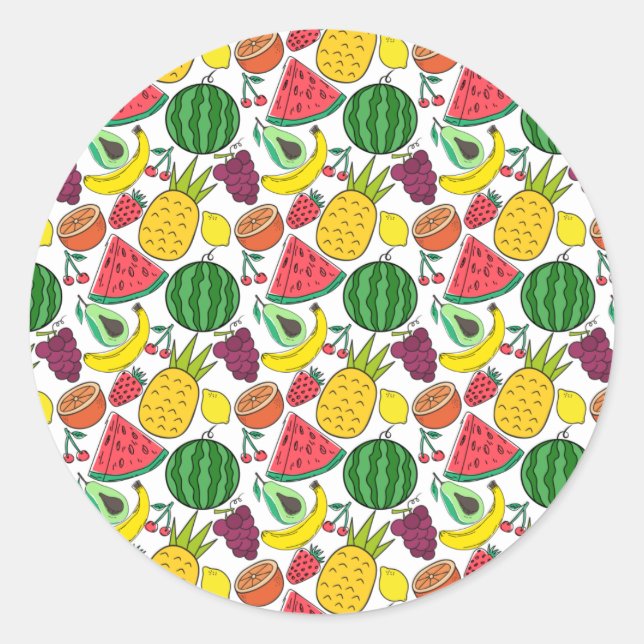 Sticker Rond Fruit motif transparent | motif de surface de frui (Devant)