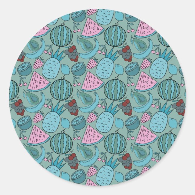 Sticker Rond Fruit motif transparent | motif de surface de frui (Devant)