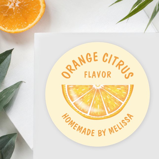 Sticker Rond Fruit Orange Slice sur mesure Saveur produit maiso (Créateur téléchargé)