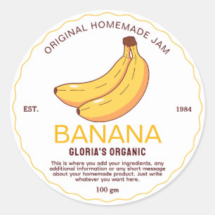 Sticker Rond Fruit vintage Banana Jam Produit maison