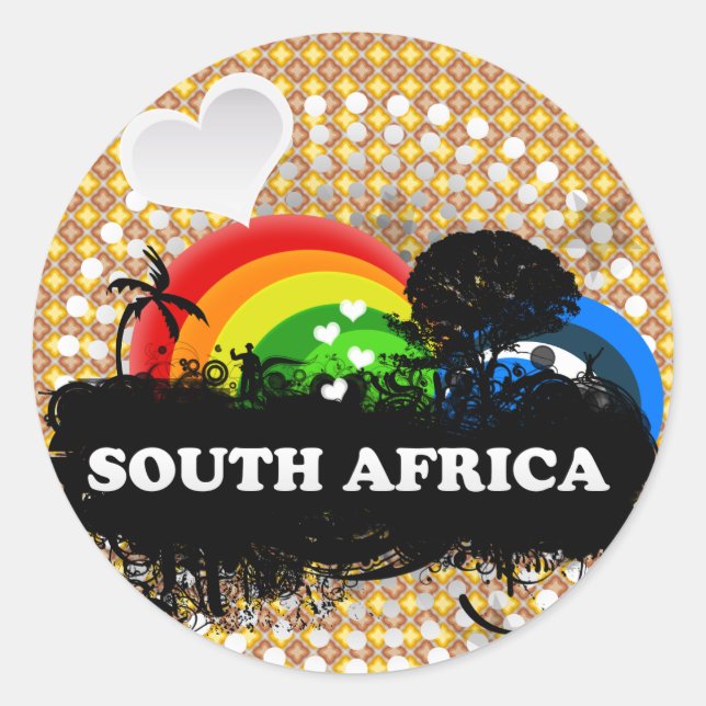 Sticker Rond Fruité mignonne Afrique du Sud (Devant)