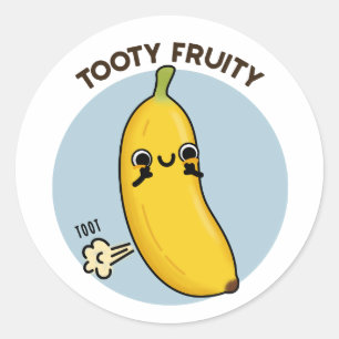 Sticker Rond Fruité Tooty Funky Banana Fruit Pun