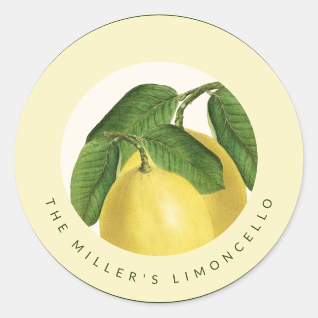 Sticker Rond Fruits Citronnés | Citrons | Limoncello Maison (Devant)