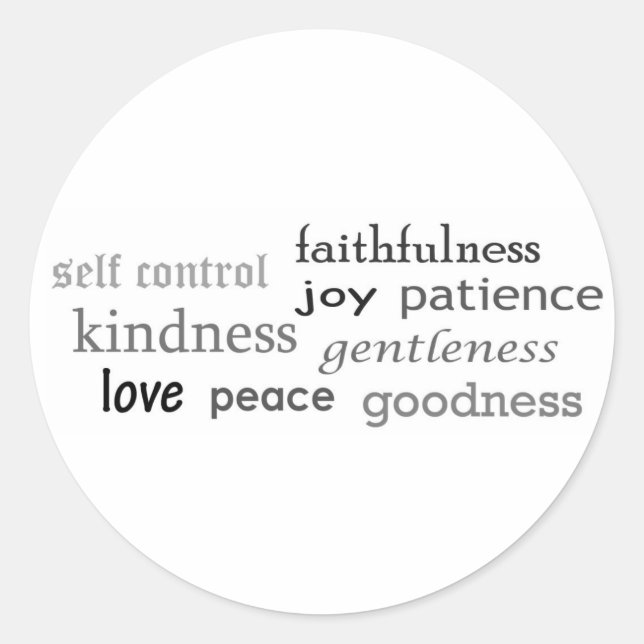 Sticker Rond Fruits de l'Esprit, Galates 5:22-23 (Devant)