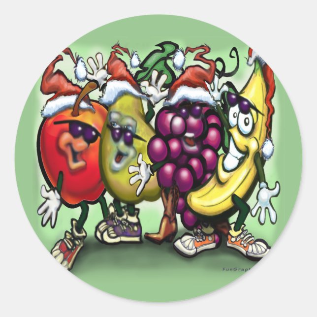 Sticker Rond Fruits de Noël (Devant)