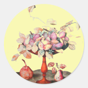 STICKER ROND FRUITS DE SAISON 5/ JASMINES, FLEURS ET PRUNES