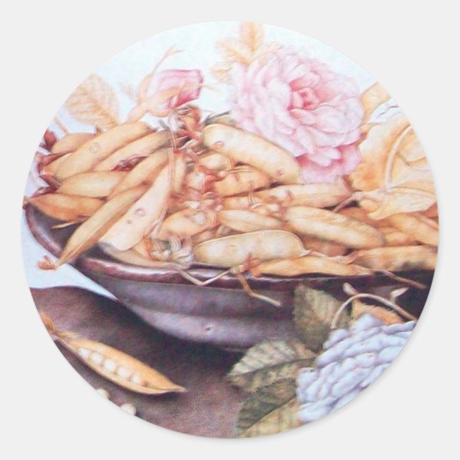 STICKER ROND FRUITS DE SAISON 6 - HARICOTS ET ROSE (Devant)