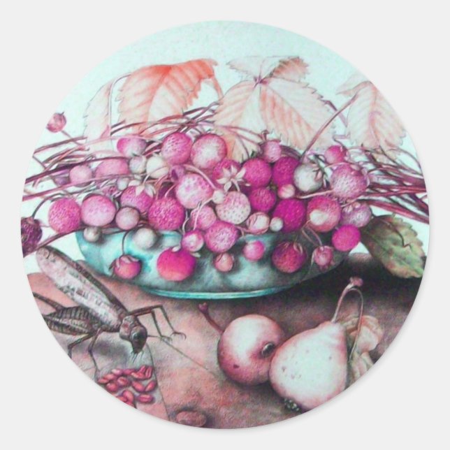 STICKER ROND FRUITS DE SAISON/ FRAISES ET PEURS (Devant)