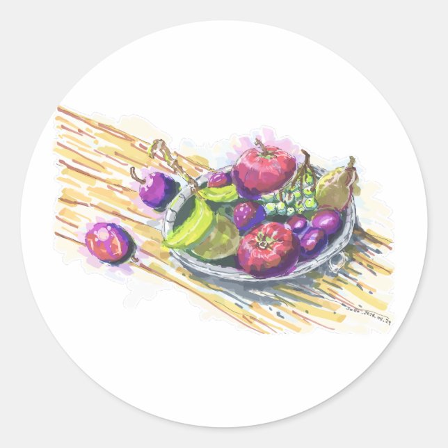 Sticker Rond Fruits encore en vie (Devant)