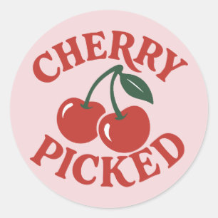 Sticker Rond Fruits Graphiques Rétro Branchés Cueillette de Cer