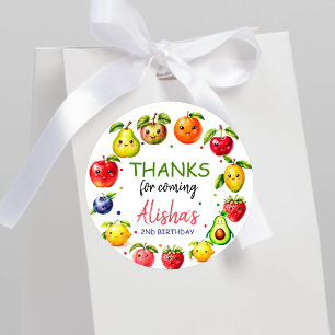 Sticker Rond Fruits mignons Fille Anniversaire