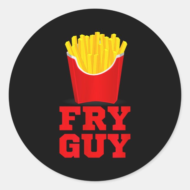 Sticker Rond Fry Guy Fast Food Lover Fries Funny Novelty  (Devant)