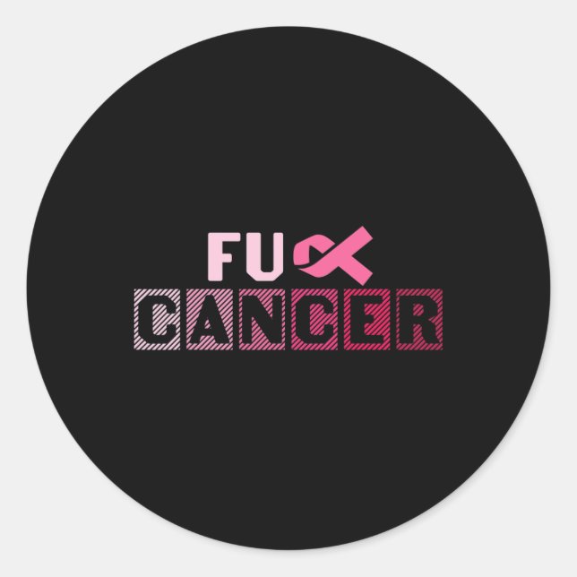 Sticker Rond FU Pink Ribbon Sensibilisation au cancer du sein (Devant)