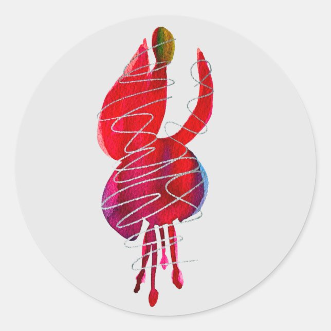 Sticker Rond Fuchsia abstraite aquarelle florale (Devant)