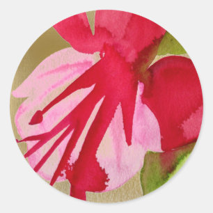 Sticker Rond Fuchsia pop art watercolour flower