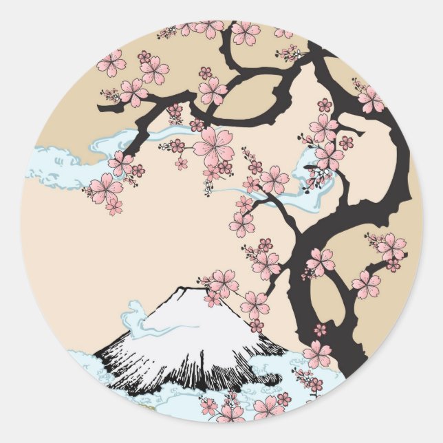 Sticker Rond Fuji et Sakura (Devant)