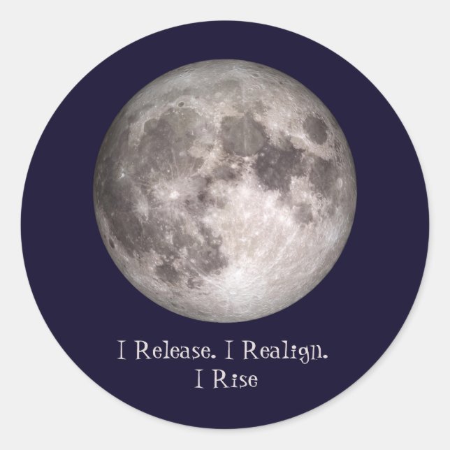 Sticker Rond Full Moon Ritual I Release I Realign I Rise (Devant)
