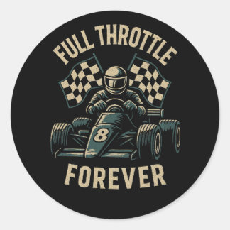 Sticker Rond Full Throttle Forever – Vintage Racing Spirit