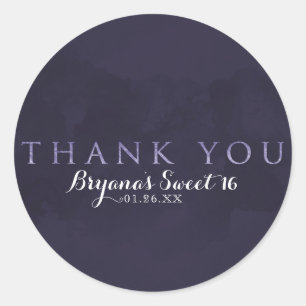 Sticker Rond Fumé Plum Grey Chic Glam MERCI moderne Favoriser