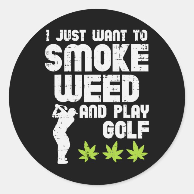 Sticker Rond Fumer De L'herbe Jouer Au Golf Golfisme Thc Golfeu (Devant)