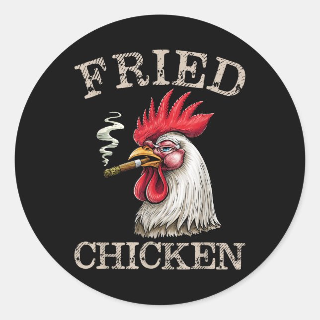 Sticker Rond Fumer Fried Poulet Graphique Mauvaises Herbes Homm (Devant)