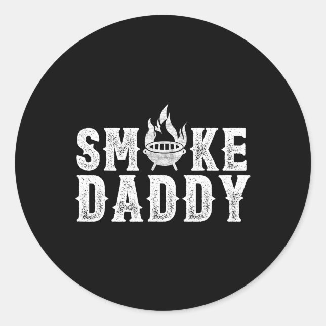Sticker Rond Fumer Papa Barbecue Grill Fumer Drôle Barbecue Pap (Devant)