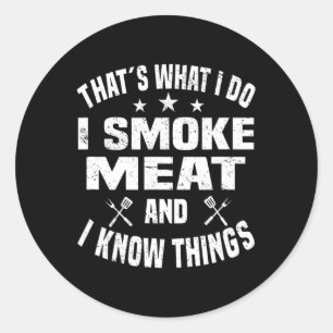 Sticker Rond Fumer Viande Barbecue Grillade Fumée Viande fumée