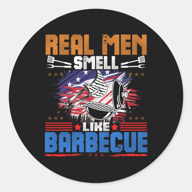 Sticker Rond Fumer Viande Griller Barbecue Viande Fumer (Devant)