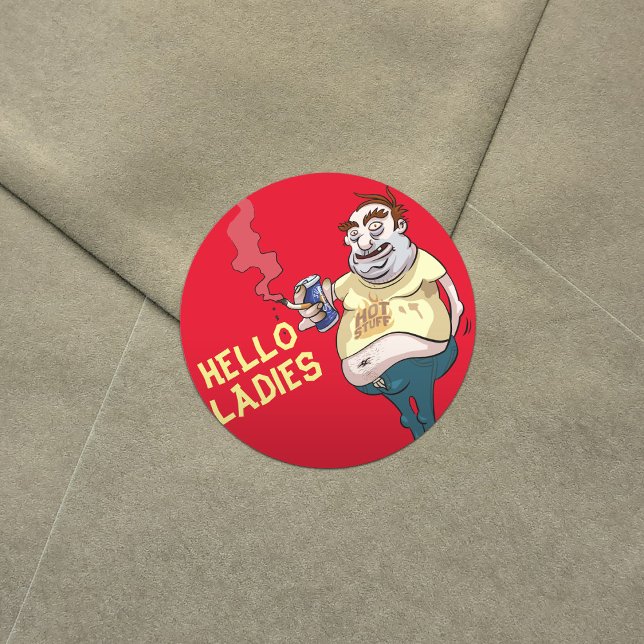 Sticker Rond Fumeur de ventre en T-shirt à pots chauds (Créateur téléchargé)