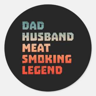 Sticker Rond Fumeur de viande fumant de la viande grillant l'am